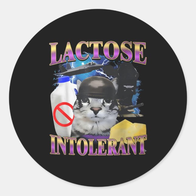 Adesivo Funny Saying Lactose Intolerant Silly Cat Meme Cat (Frente)