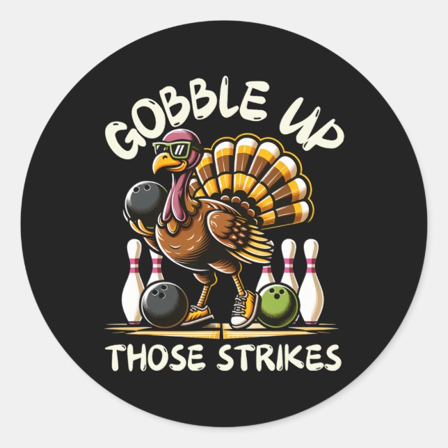 Adesivo Funny Saying Turkey Playing Bowling Thanksgiving H (Frente)