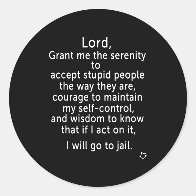 Adesivo Funny Sayings S - New Serenity Jail Prayer  (Frente)