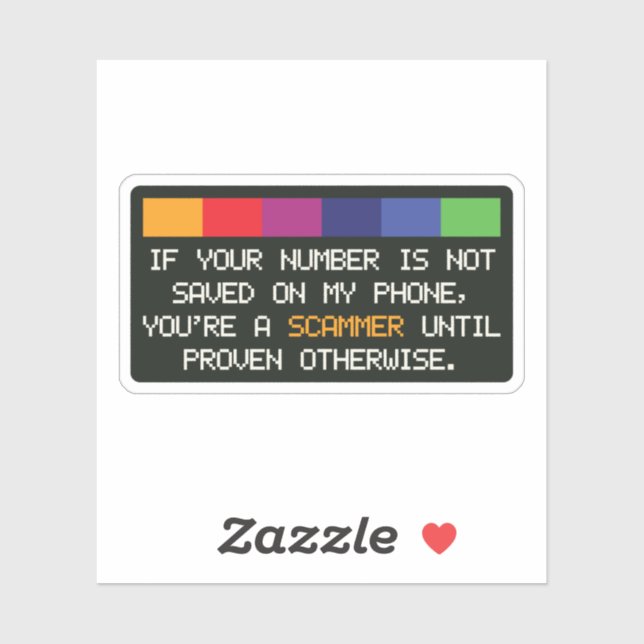Adesivo Funny Scammer Warning: Unknown Number Alert (Folha)