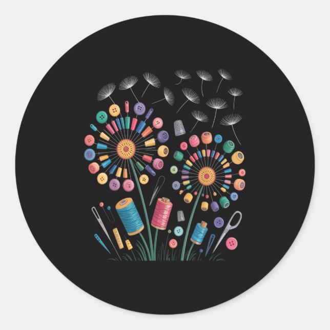 Adesivo Funny Sewing Dandelion Flowers Thread Butts Quil (Frente)