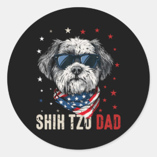 Adesivo Funny Shih Tzu Pai Eua Estrelas 4 De Julho Pais D