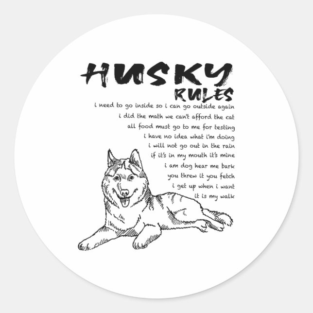 Adesivo Funny Siberian Husky Dog Hand Drawn Art Men Women  (Frente)