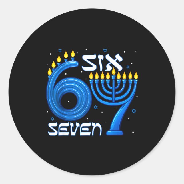 Adesivo Funny Six Seven 67 Meme Sarcastic Hanukkah Chanuka (Frente)