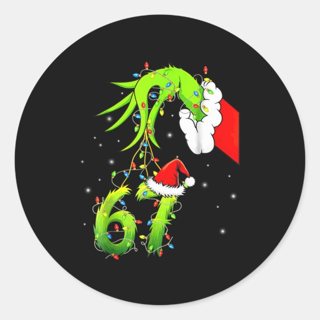 Adesivo Funny Six Seven 6 7 Meme 67 Xmas Hand Christmas Co (Frente)