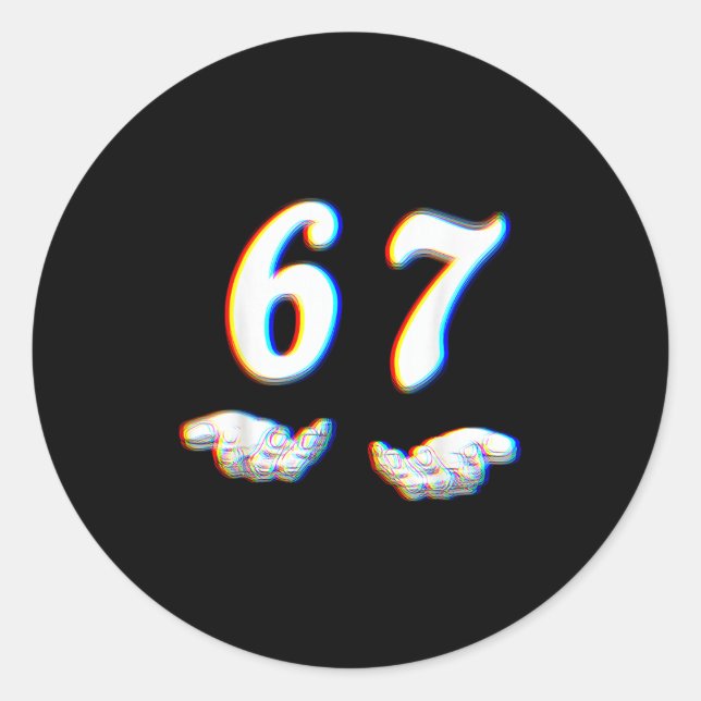 Adesivo Funny Six Seven 6 7 Meme Gen Alpha Slang 67 Glitch (Frente)