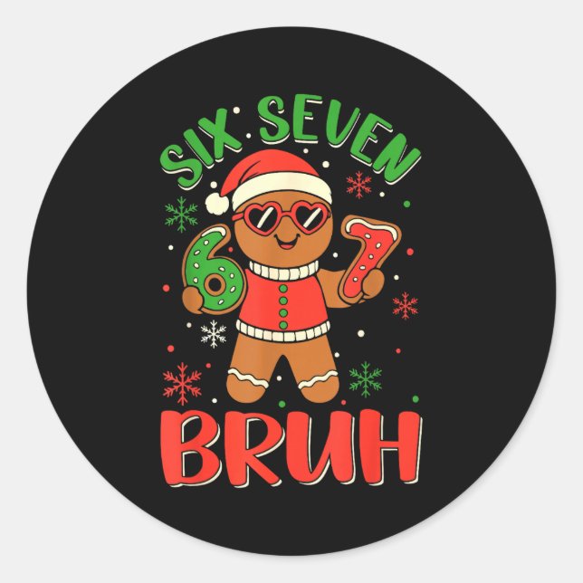 Adesivo Funny Six Seven Bruh Gingerbread Christmas Costume (Frente)