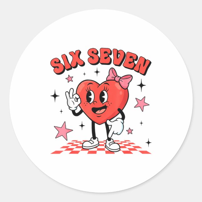 Adesivo Funny Six Seven Cute Heart 67 Meme Valentine Kids  (Frente)