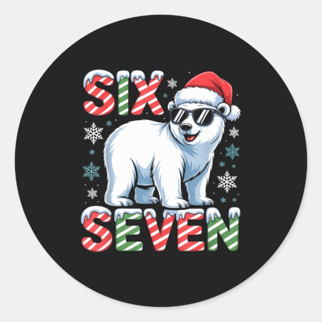 Adesivo Funny Six Seven Lar Bear Christmas 67 Santa Hat Wi (Frente)