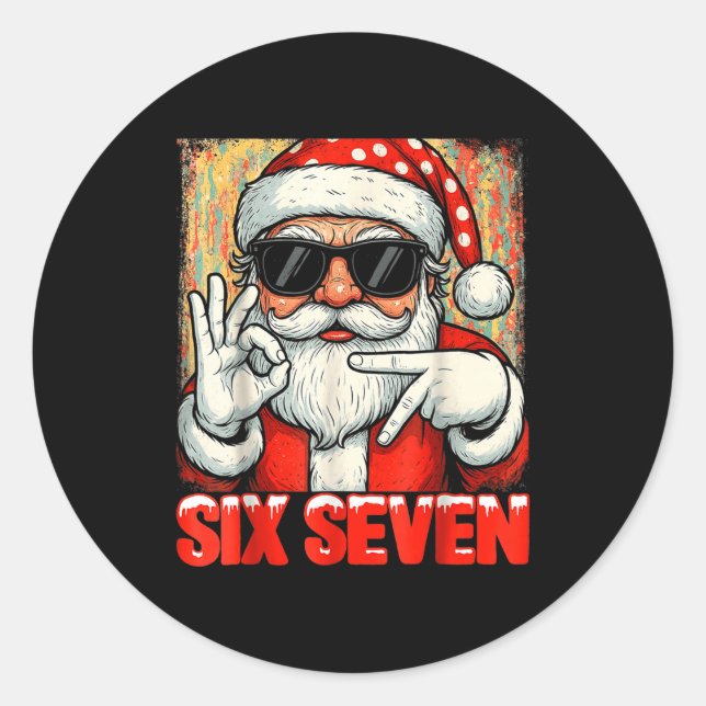 Adesivo Funny Six Seven Meme Christmas Cool Santa Saying 6 (Frente)