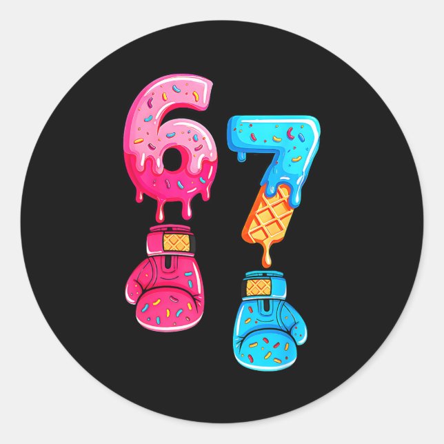 Adesivo Funny Six Seven Meme Ice Cream Drip 67 Boxing  (Frente)