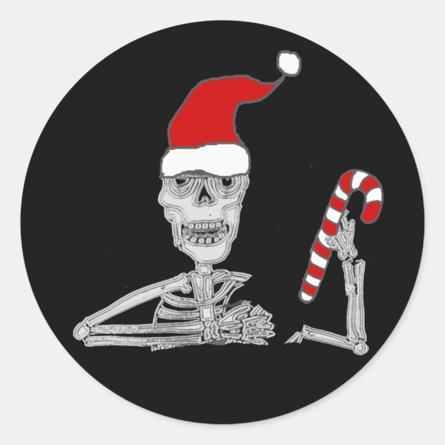 Adesivo Funny Skeleton in Santa hat Christmas (Frente)