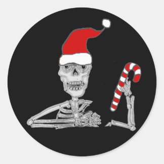 Adesivo Funny Skeleton in Santa hat Christmas