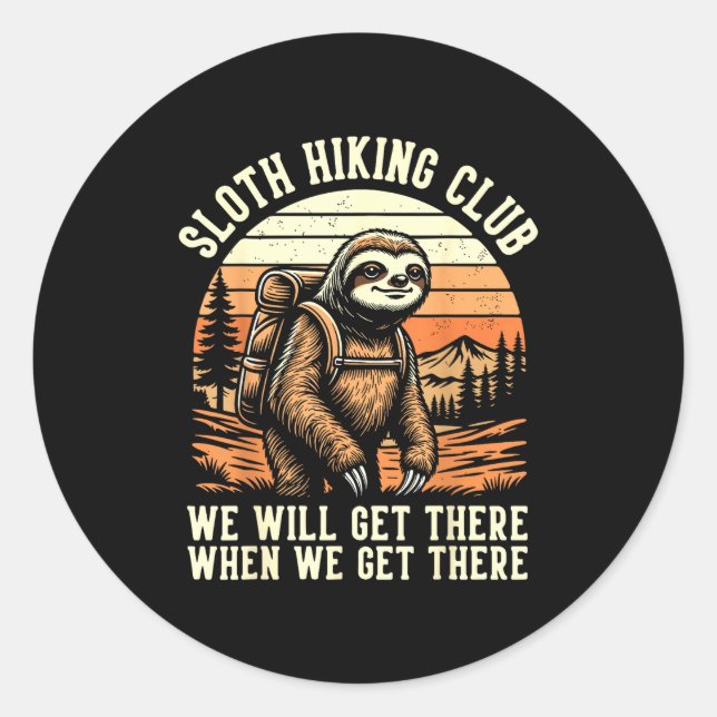 Adesivo Funny Sloth Hiking Club Outdoor Hiker Men Women Vi (Frente)