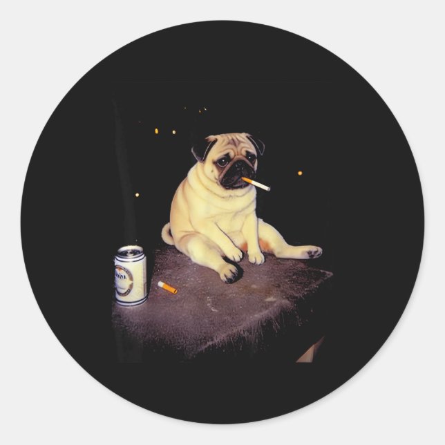 Adesivo Funny Smoking Dog Pug Meme  (Frente)