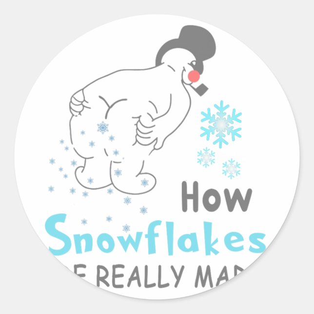 Adesivo Funny Snow How Snowflakes Are Really Made  (Frente)