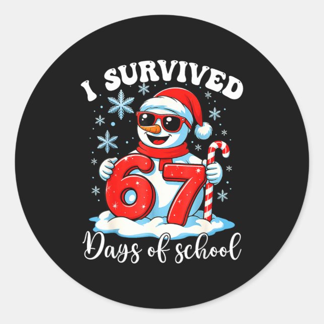 Adesivo Funny Snowman I Survived 67 Days Of School Holiday (Frente)
