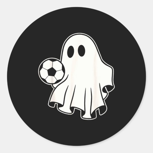 Adesivo Funny Soccer Ghost Playing Soccer Lovers Halloween (Frente)