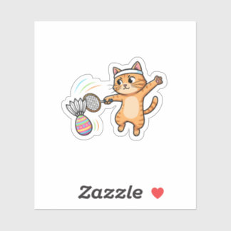 Adesivo Funny Sporty Cat Badminton Easter Egg Shuttlecock