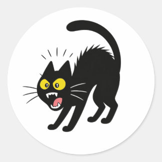 Adesivo Funny Startled Black Cat Cartoon Illustration