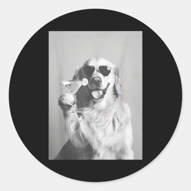 Adesivo Funny Tail Dog Golden Retriever With Sungles Marti (Frente)