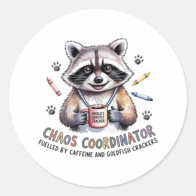 Adesivo Funny Teacher Sticker Chaos Coordinator Gift for W (Frente)