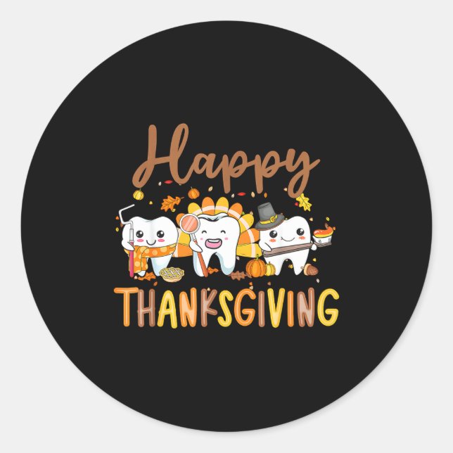 Adesivo Funny Teeth Thanksgiving Dentist Turkey Dental Squ (Frente)