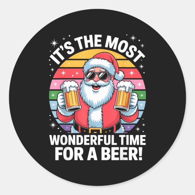 Adesivo Funny Time For A Beer Santa Christmas  (Frente)