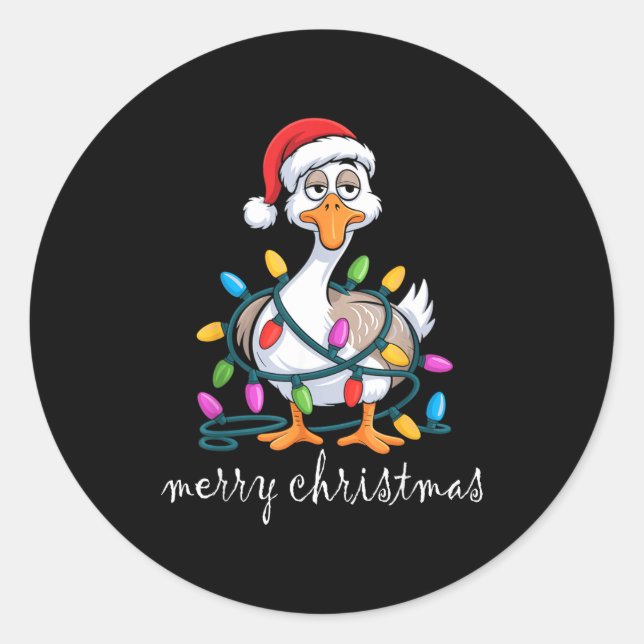 Adesivo Funny Tired Goose Christmas Lights Silly Holiday F (Frente)