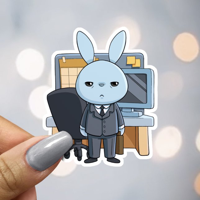 Adesivo Funny Tired Office Worker Bunny (Criador carregado)