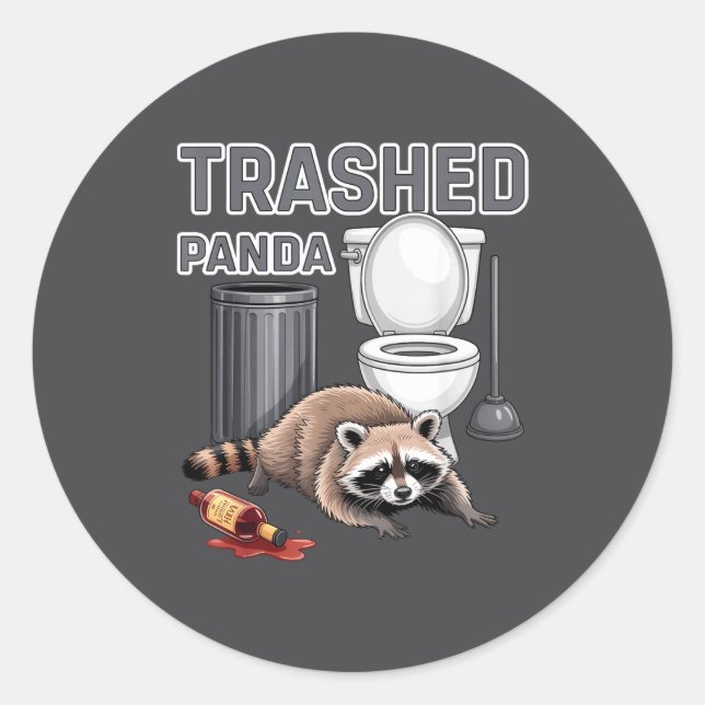 Adesivo Funny Trashed Panda Raccoon Gets Drunk  (Frente)