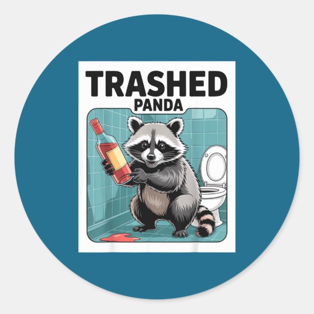 Adesivo Funny Trashed Panda Raccoon Gets Drunk  (Frente)