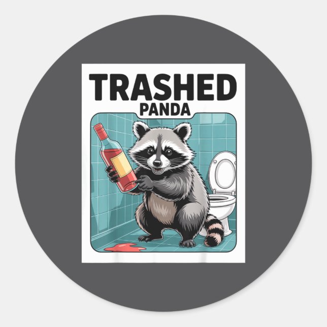 Adesivo Funny Trashed Panda Raccoon Gets Drunk  (Frente)