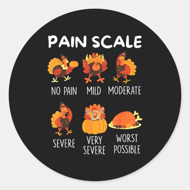 Adesivo Funny Turkey Pain Scale Thanksgiving Cna Er Nurse  (Frente)