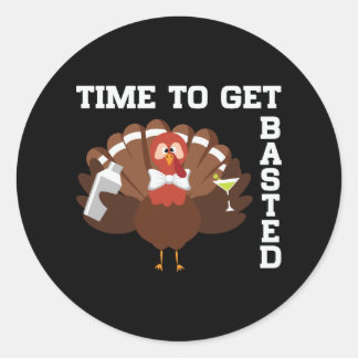Adesivo Funny Turkey Time To Get Basted Thanksgiving