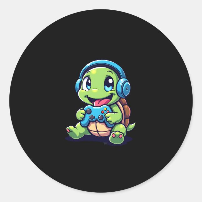 Adesivo Funny Turtle Gamer Gaming Turtles Video Game (1) (Frente)