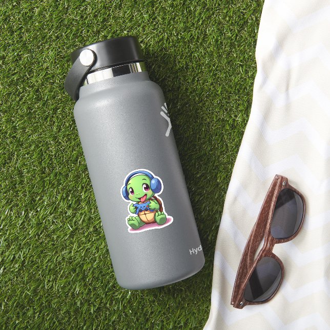 Adesivo Funny Turtle Gamer Gaming Turtles Video Game (2) (HydroFlask Insitu)
