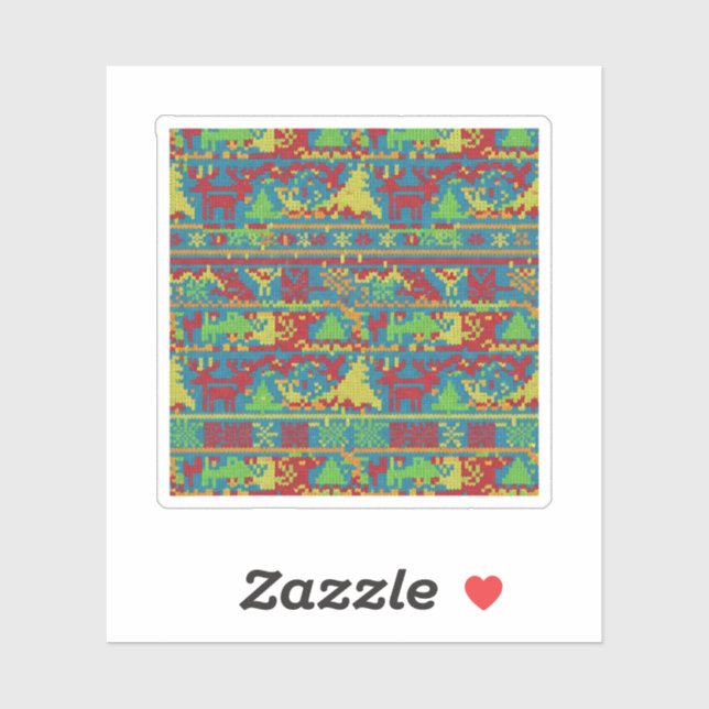 Adesivo Funny Ugly Christmas Sweater Pattern Holiday  (Folha)