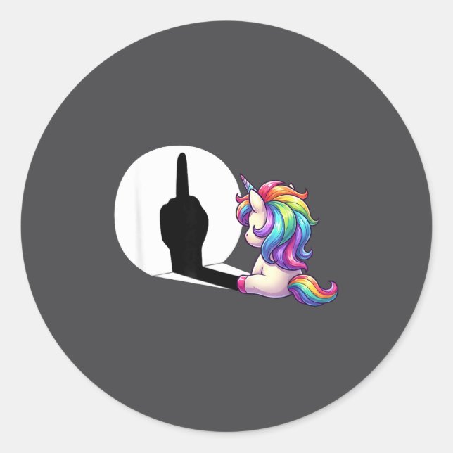 Adesivo Funny Unicorn With Middle Finger Morning Grouch  (Frente)