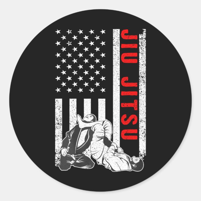 Adesivo Funny US Flag Jiu Jitsu Art Para Artes Marciais (Frente)