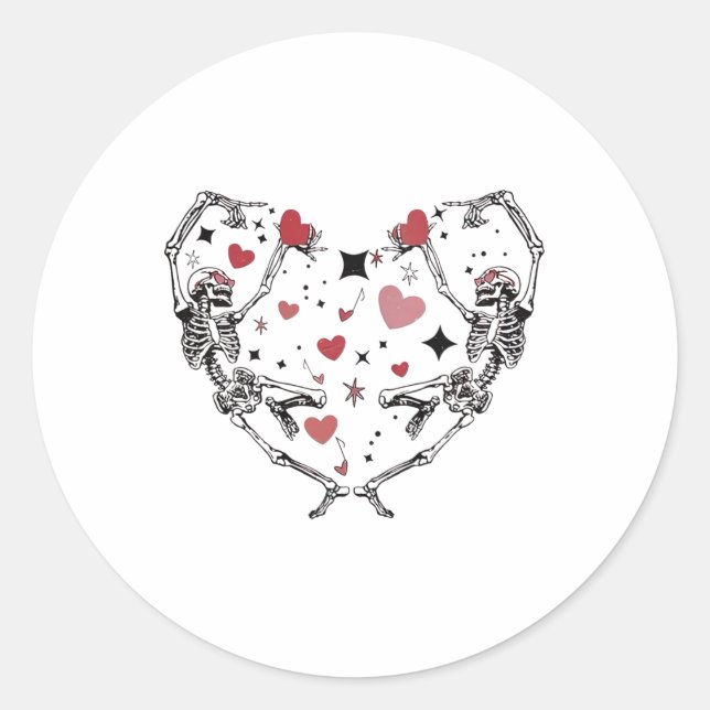Adesivo Funny Valentine Day Dancing Skeleton Heart (Frente)