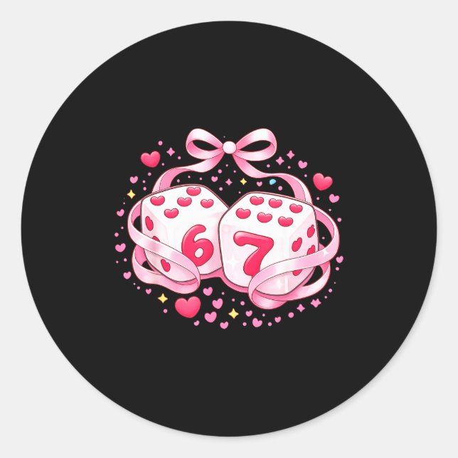 Adesivo Funny Valentine Dice 6 7 Preppy 67 Six Seven Women (Frente)