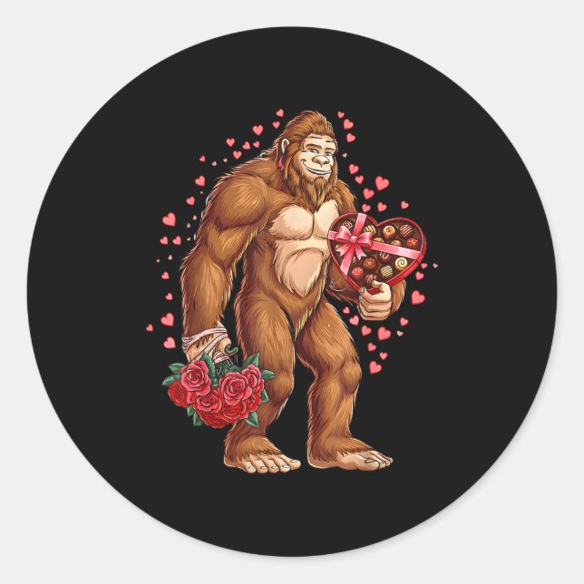 Adesivo Funny Valentines Day Bigfoot Heart Love Sasquatch  (Frente)