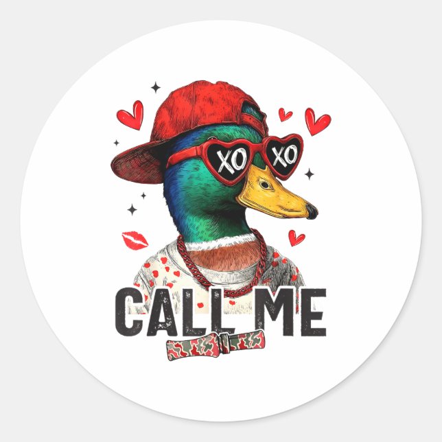 Adesivo Funny Valentines Day Call Me Duck Hunting Men Wome (Frente)