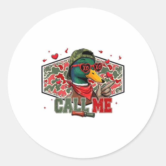 Adesivo Funny Valentines Day Call Me Duck Hunting Men Wome (Frente)