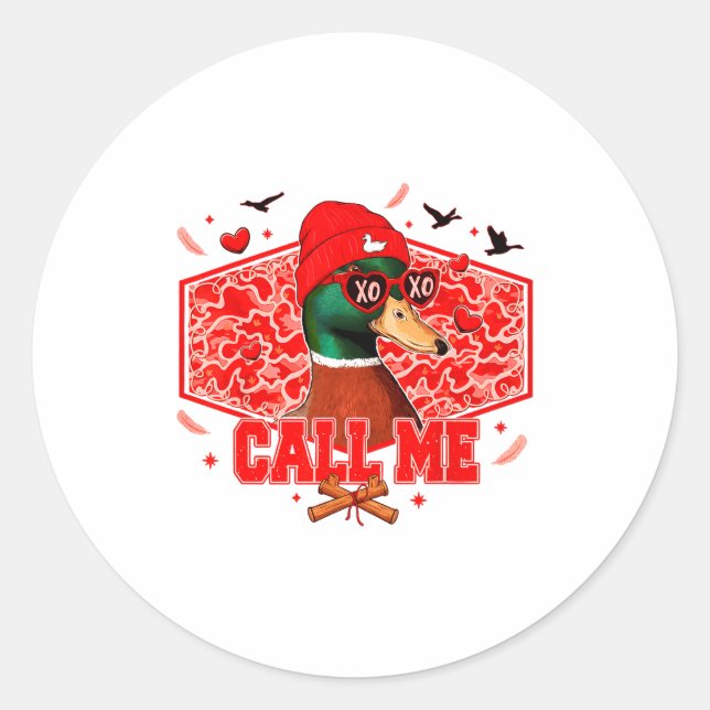 Adesivo Funny Valentines Day Call Me Duck Hunting Men Wome (Frente)