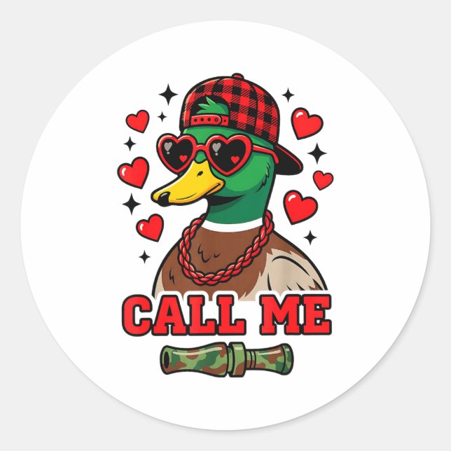 Adesivo Funny Valentines Day Call Me Duck Hunting Men Wome (Frente)