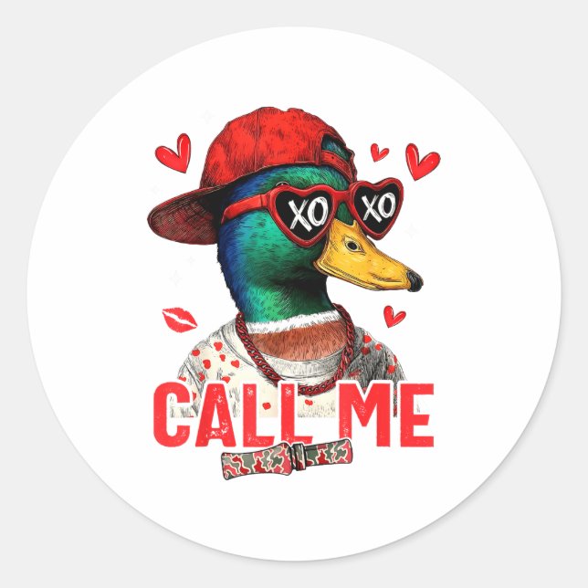 Adesivo Funny Valentines Day Call Me Duck Hunting Men Wome (Frente)