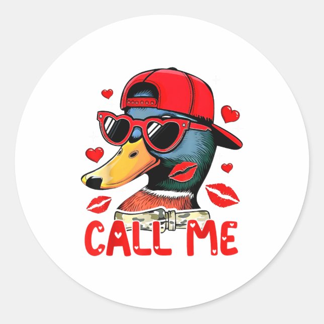Adesivo Funny Valentines Day Call Me Duck Hunting Men Wome (Frente)