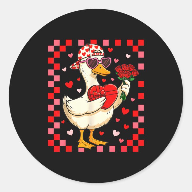 Adesivo Funny Valentines Day Duck Heart Valentine Cud Kids (Frente)